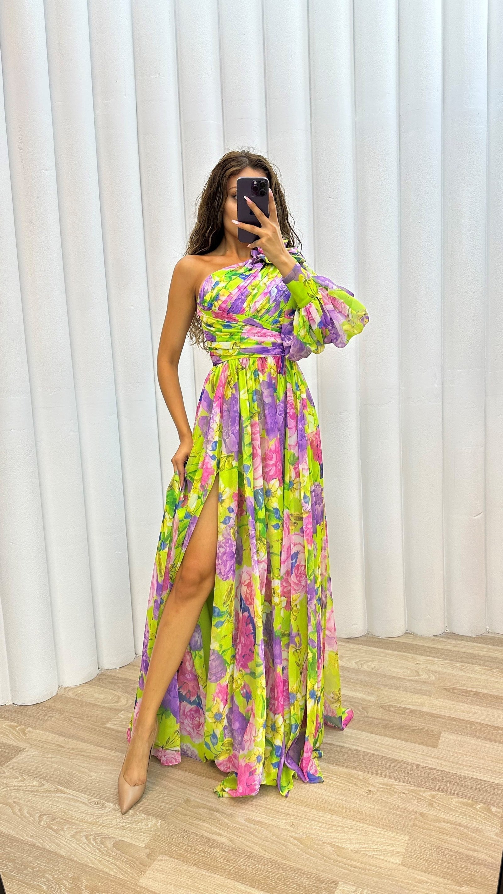 Wendy Women's Summer Dress | Floral Print, One-Shoulder Elegant Design 3