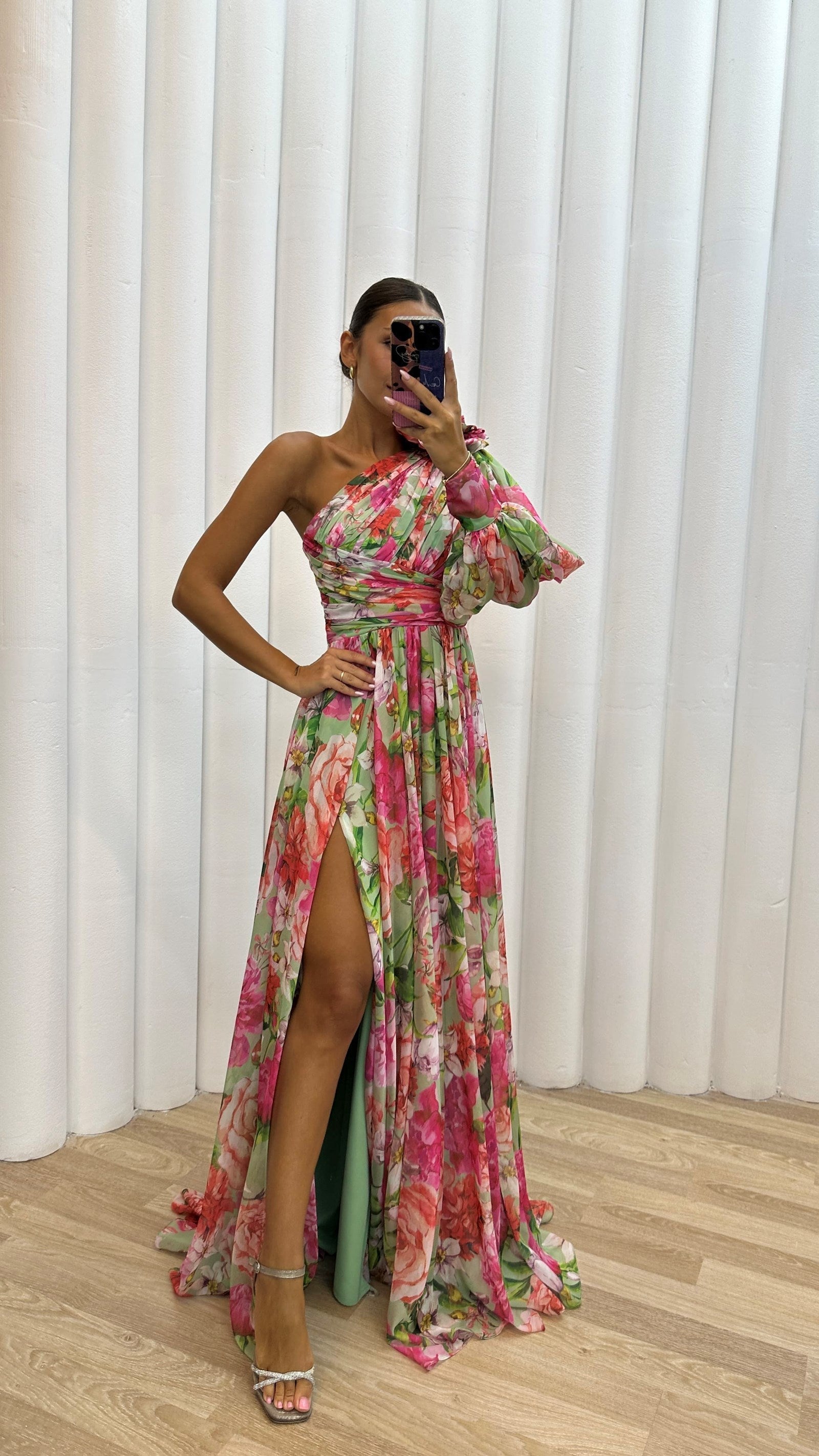 Wendy Women's Summer Dress | Floral Print, One-Shoulder Elegant Design 4