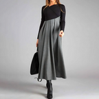 Women’s A-Line Black Dress with Pleated Skirt for Versatile Wear 0