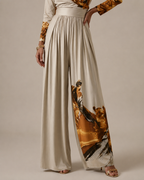 Women’s Abstract Print Wide Leg Jumpsuit with V-Neck and Regular Fit 05