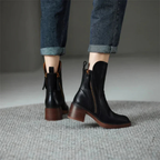 Women’s Black Ankle Boots with Side Zip and Block Heel 1