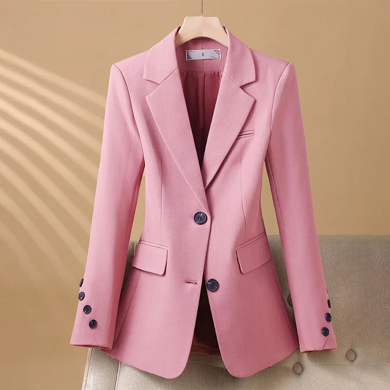 Women's Black Blazer for Women with Notch Lapel and Flap Pockets 2