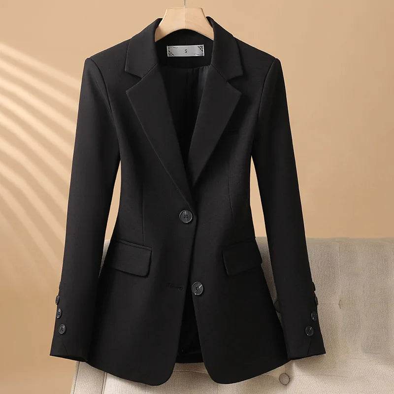 Women's Black Blazer for Women with Notch Lapel and Flap Pockets 3