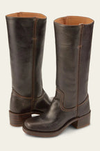 Women’s Black High Top Boots in Durable Leather with Structured Design 0