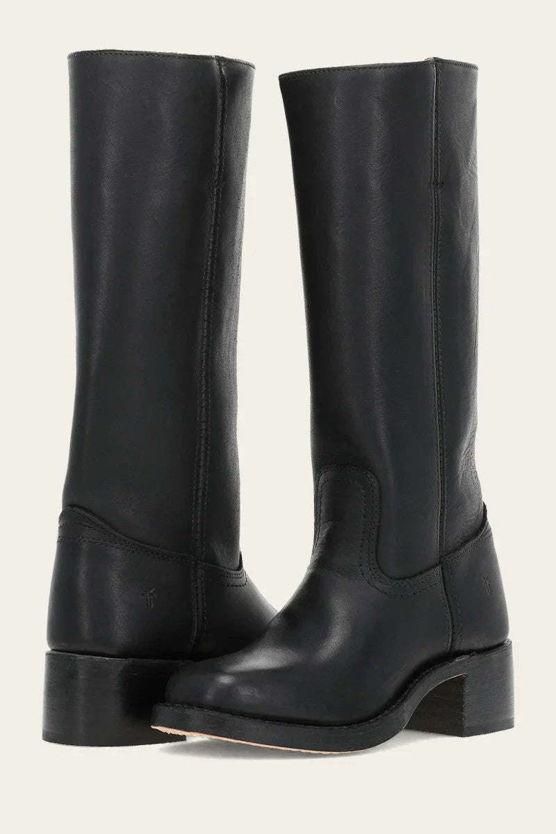 Women’s Black High Top Boots in Durable Leather with Structured Design 10