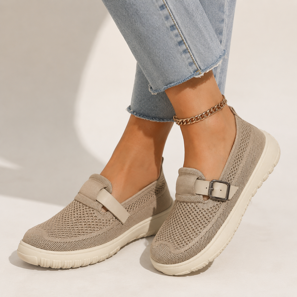 Women’s Loafers with Ergonomic Arch Support and Adjustable Fit