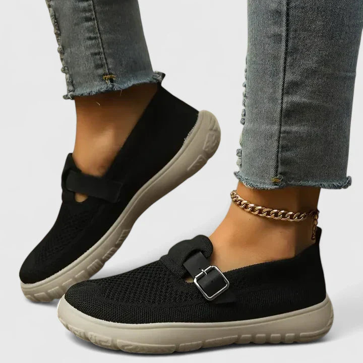 Women’s Black Loafers with Ergonomic Arch Support and Adjustable Fit 1