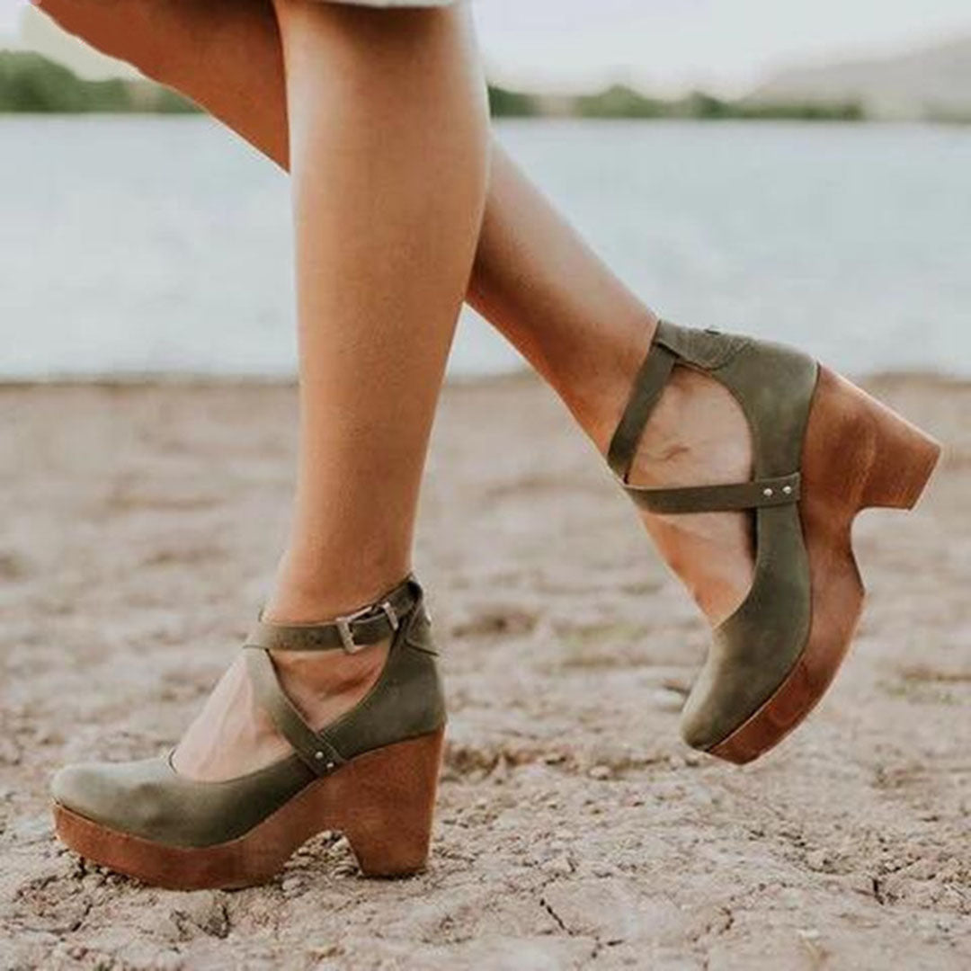 Women’s Black Platform Heels with Arch Support and Adjustable Ankle Strap 2