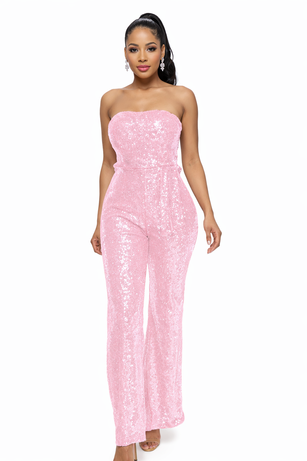 Women’s Black Strapless Wide Leg Jumpsuit with Elegant Design 10