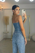 Women’s Black Strapless Wide Leg Jumpsuit with Elegant Design 6