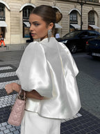 Women’s Blouse with Puff Sleeves and Round Neck in Relaxed Fit 2