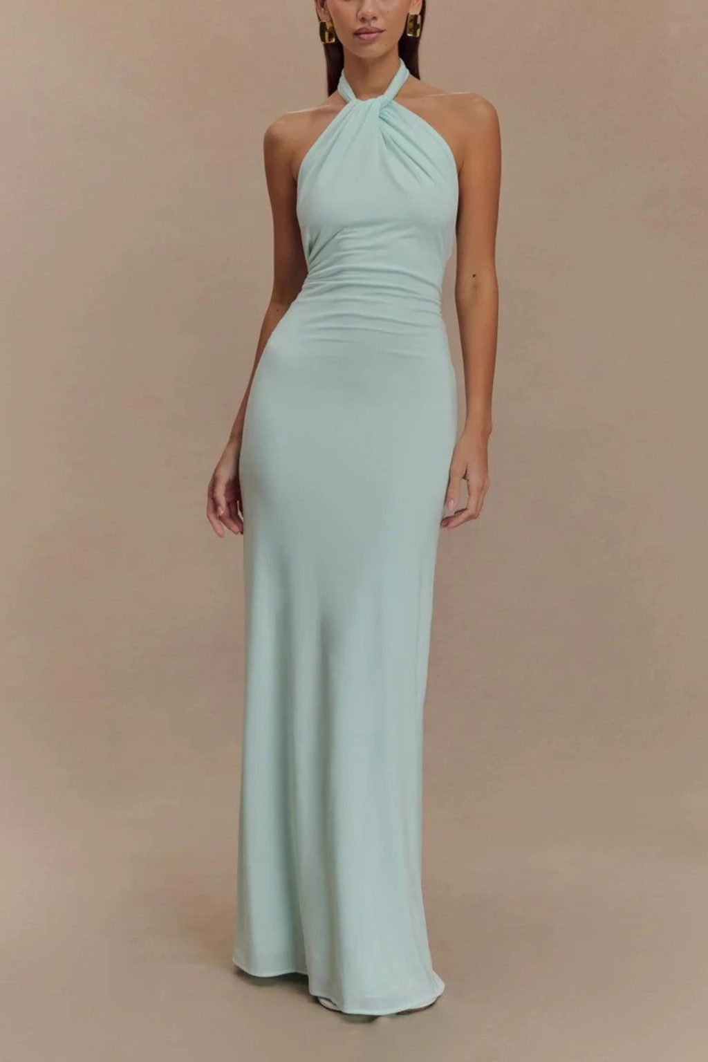 Women’s Bodycon Maxi Dress with Halter Neck and Open Back Design 1