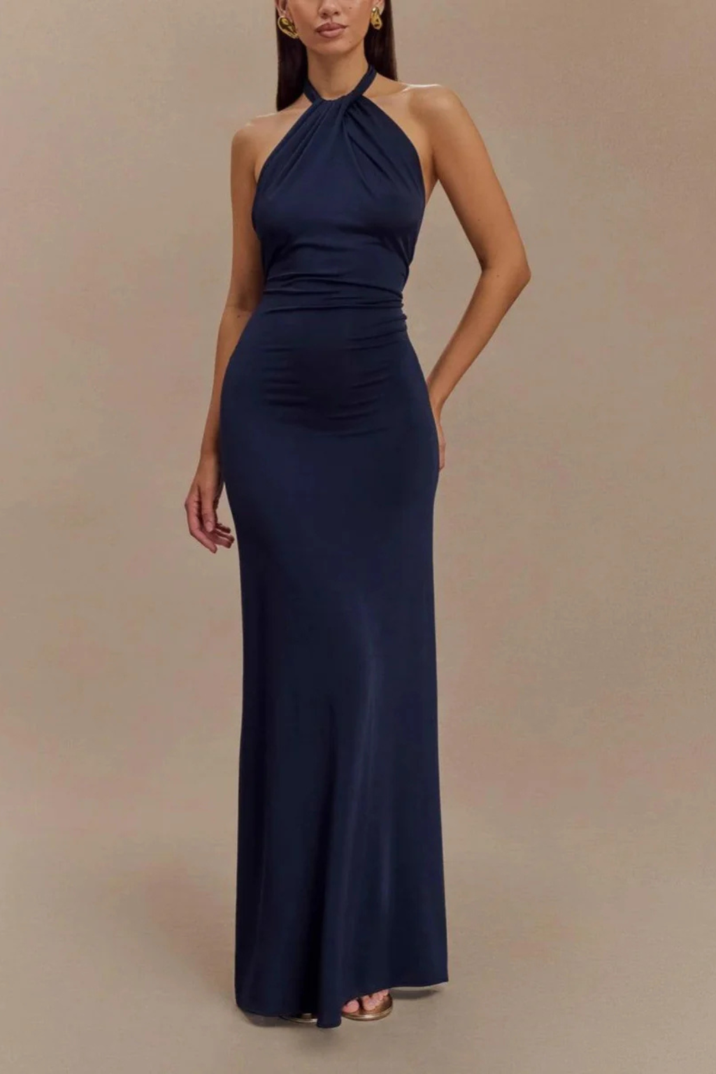 Women’s Bodycon Maxi Dress with Halter Neck and Open Back Design 6