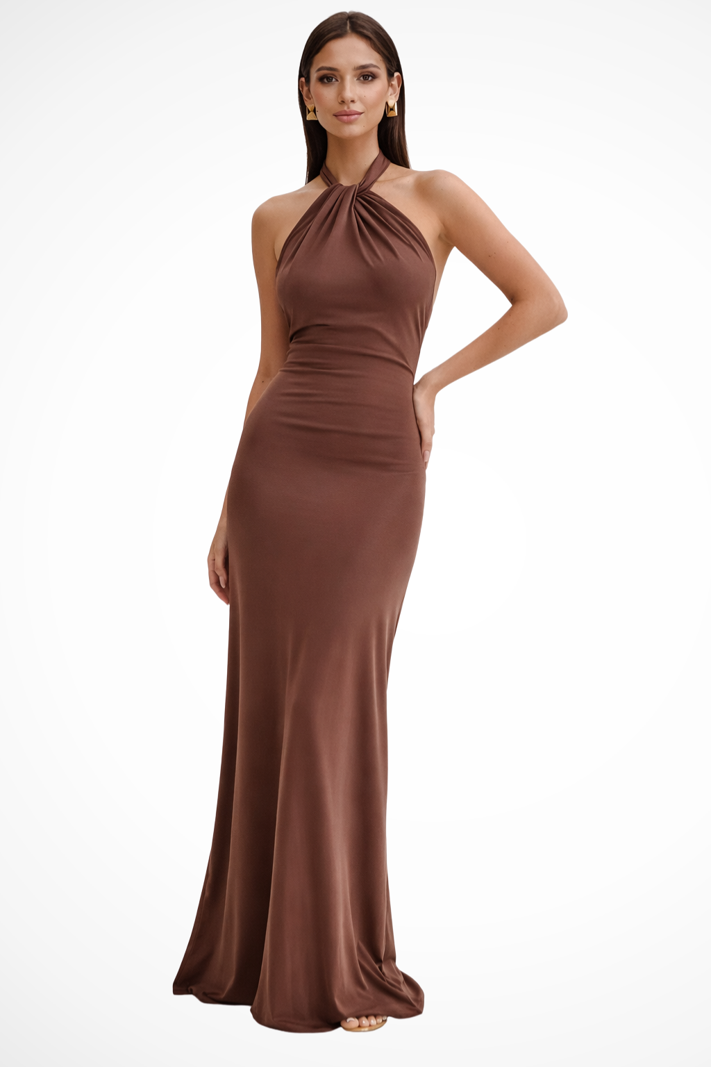Women’s Bodycon Maxi Dress with Halter Neck and Open Back Design 7