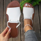 Women’s Braided Strap Flat Sandals in Leather with Cushioned Insole 0