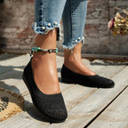 Women’s Breathable Knitted Mesh Ballet Flats with Round Toe Design 0