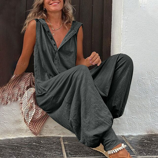 Women’s Casual Black Jumpsuit with Soft Stretch Fabric and Flattering Fit 0