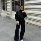 Women’s Casual Pants and Sweatshirt Set in Soft Fabric with Zipper Design 3