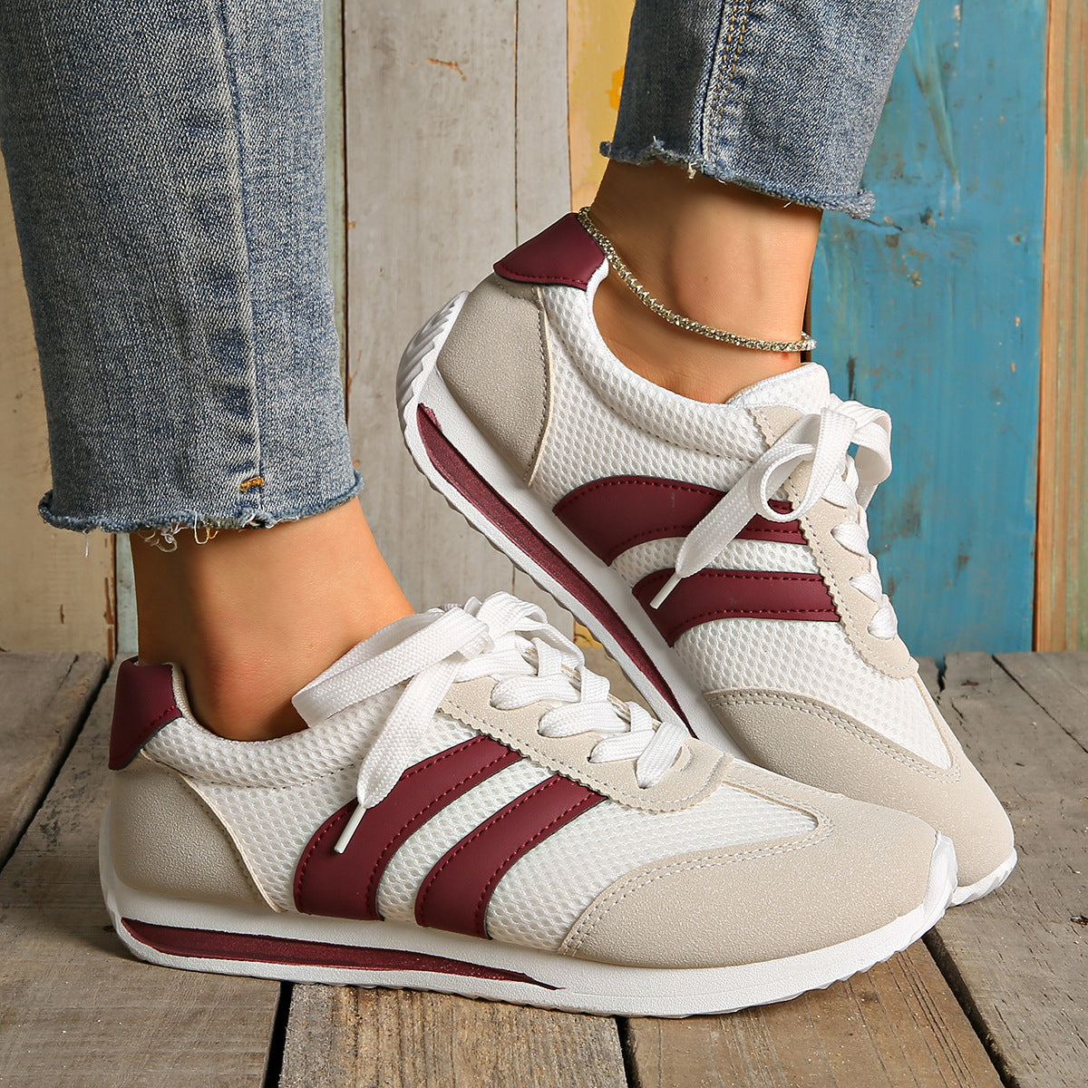 Women’s Casual Sneakers with Lace-Up Design and Mesh Upper 1