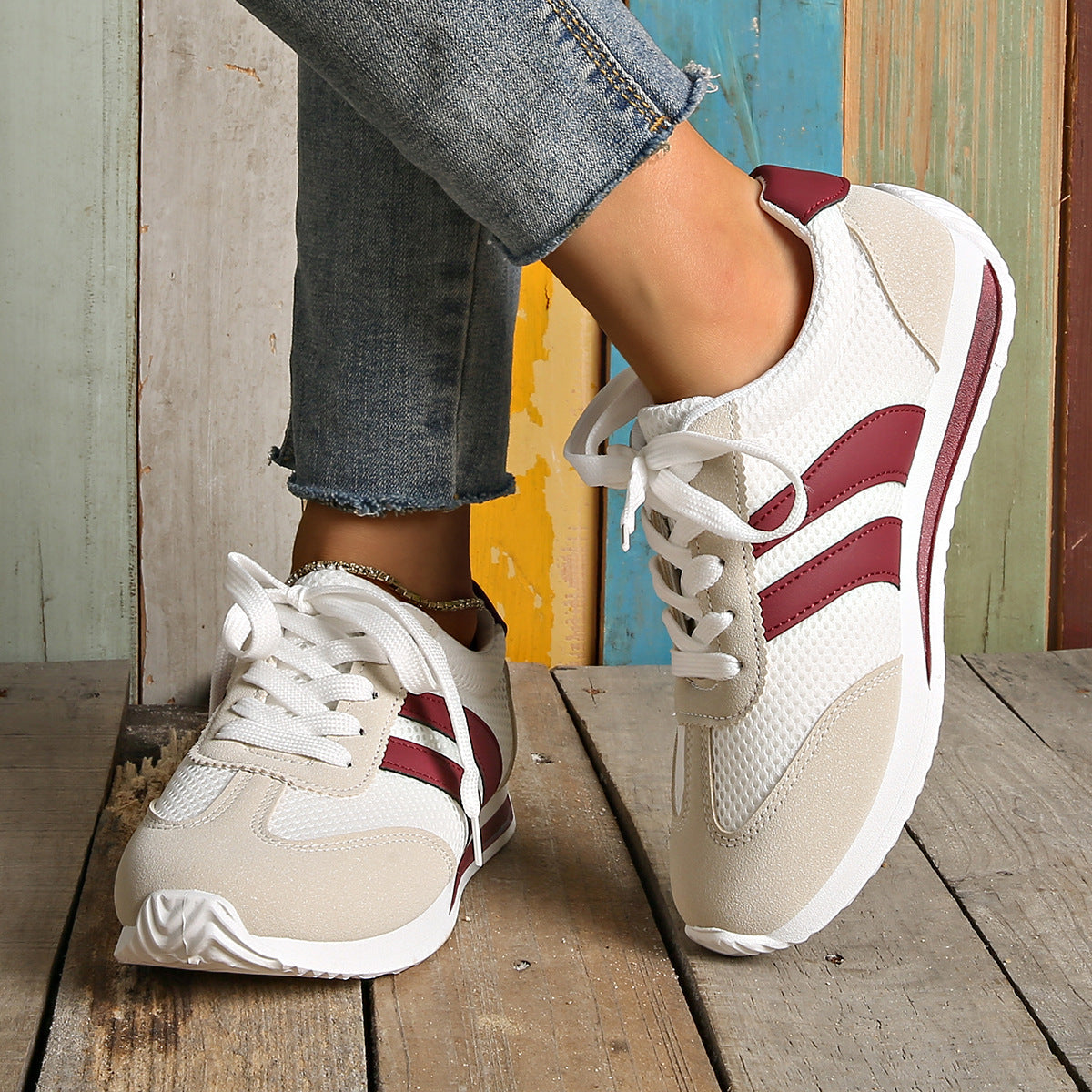 Women’s Casual Sneakers with Lace-Up Design and Mesh Upper 4