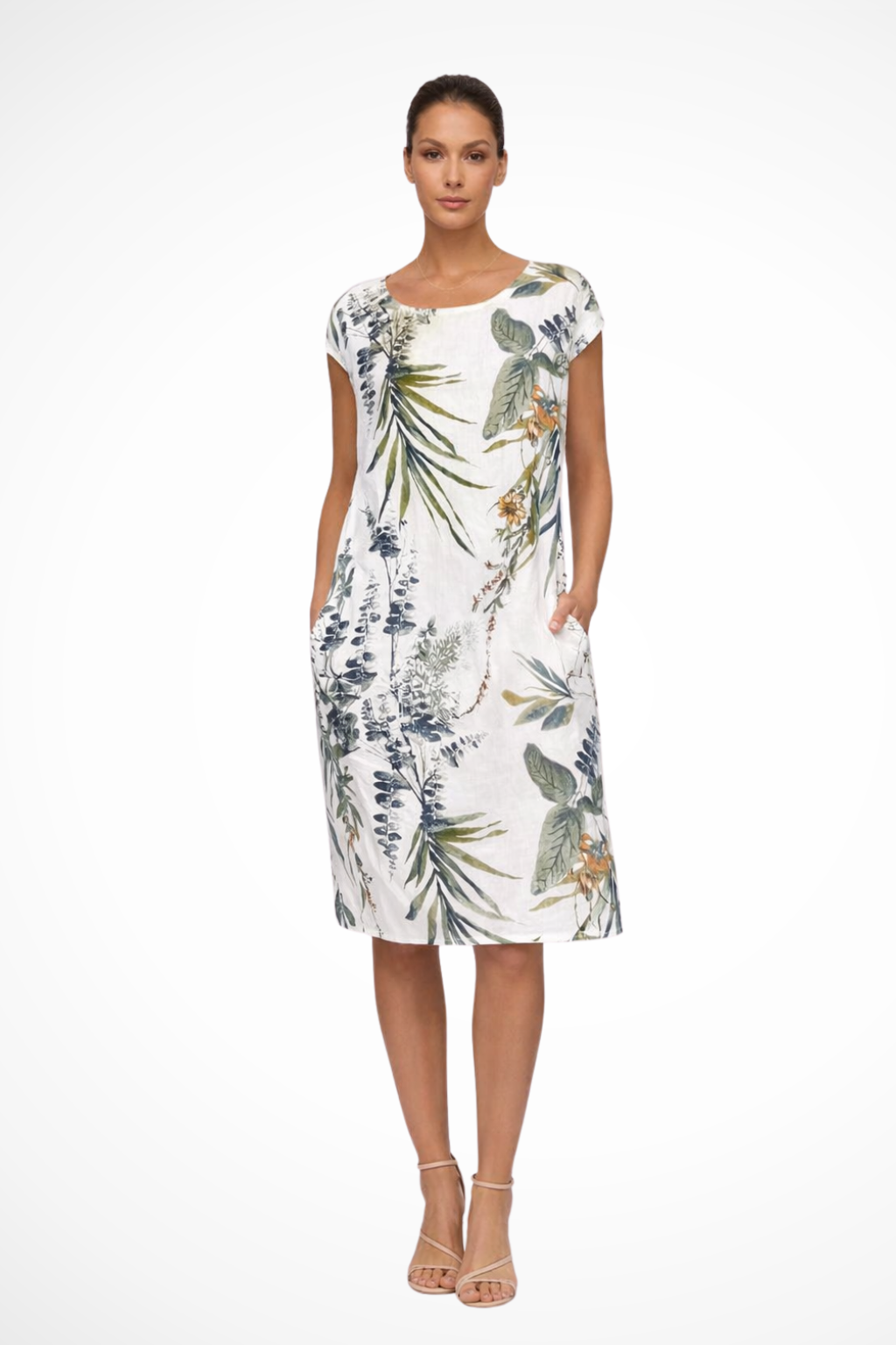 Women’s Casual Summer Dress in Lightweight Fabric with Botanical Print and Relaxed Fit 0