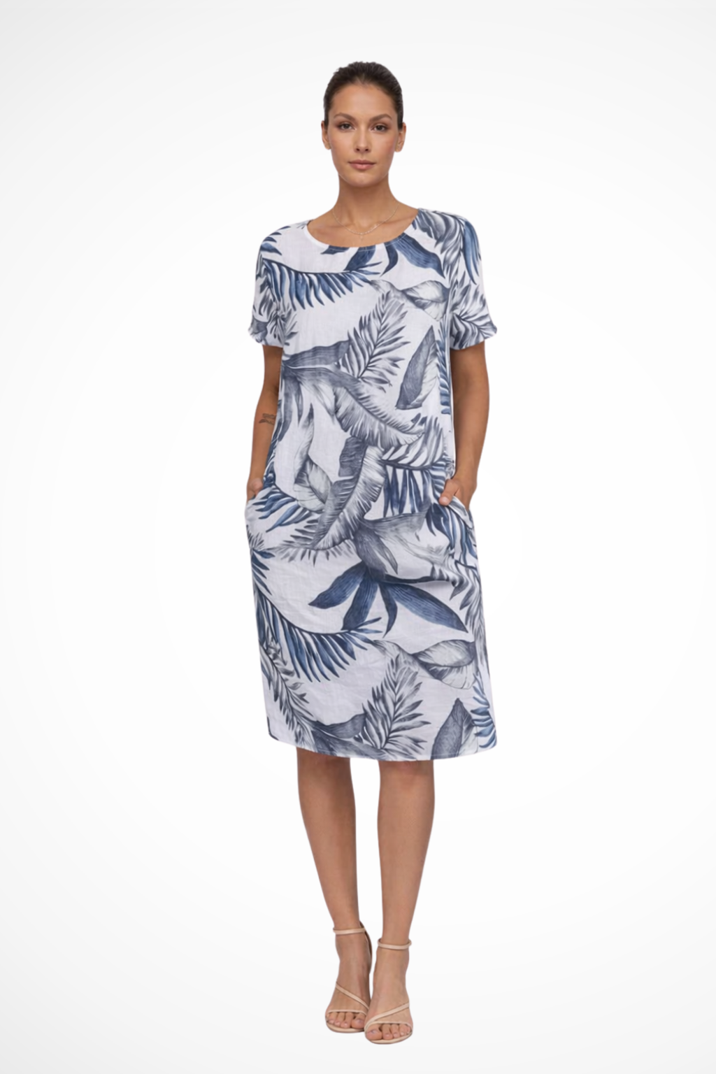 Women’s Casual Summer Dress in Lightweight Fabric with Botanical Print and Relaxed Fit 1