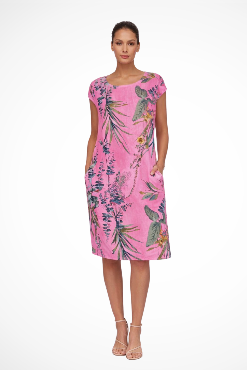 Women’s Casual Summer Dress in Lightweight Fabric with Botanical Print and Relaxed Fit 4