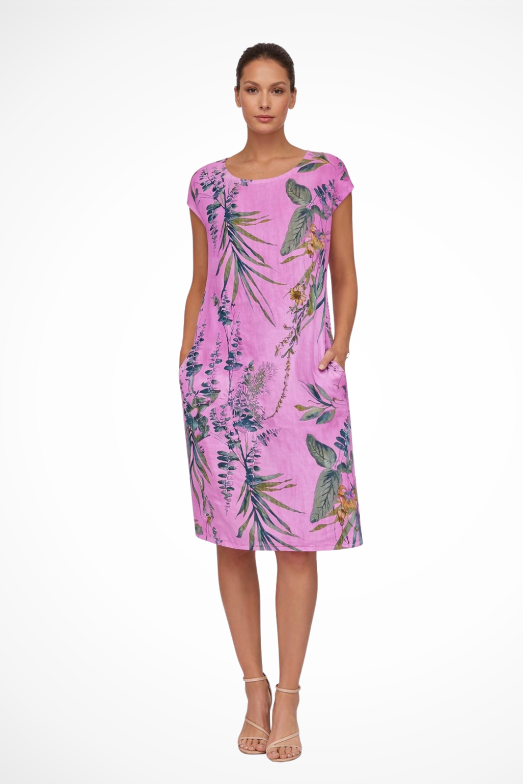 Women’s Casual Summer Dress in Lightweight Fabric with Botanical Print and Relaxed Fit 5