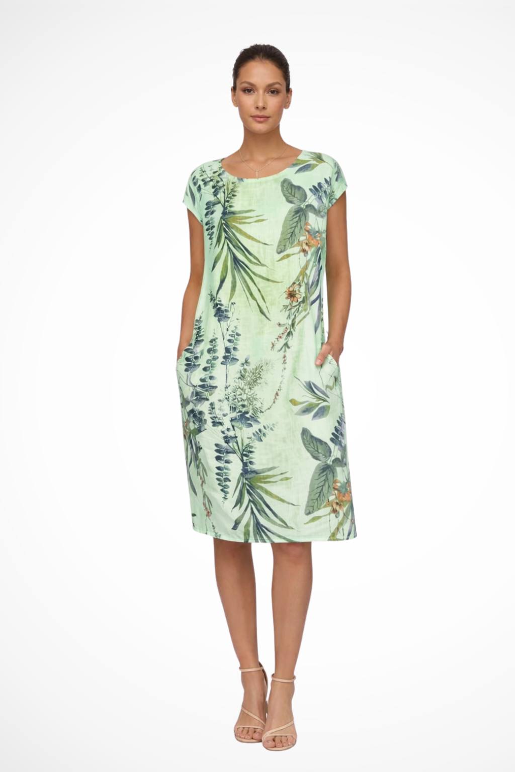 Women’s Casual Summer Dress in Lightweight Fabric with Botanical Print and Relaxed Fit 6