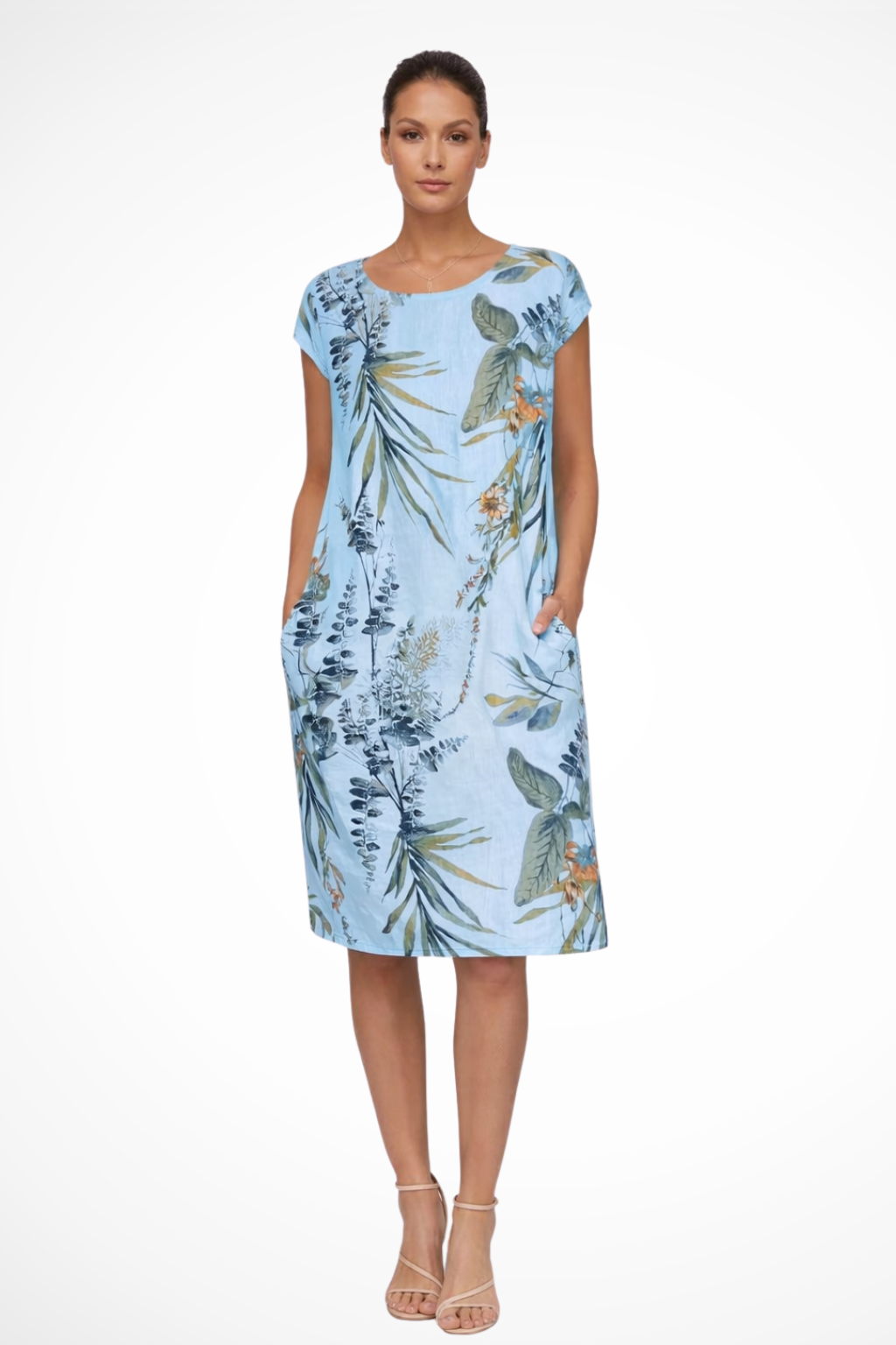 Women’s Casual Summer Dress in Lightweight Fabric with Botanical Print and Relaxed Fit 7