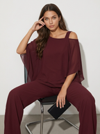 Women’s Chiffon Co-Ord Set with Wide Leg Trousers for Evening Events 1