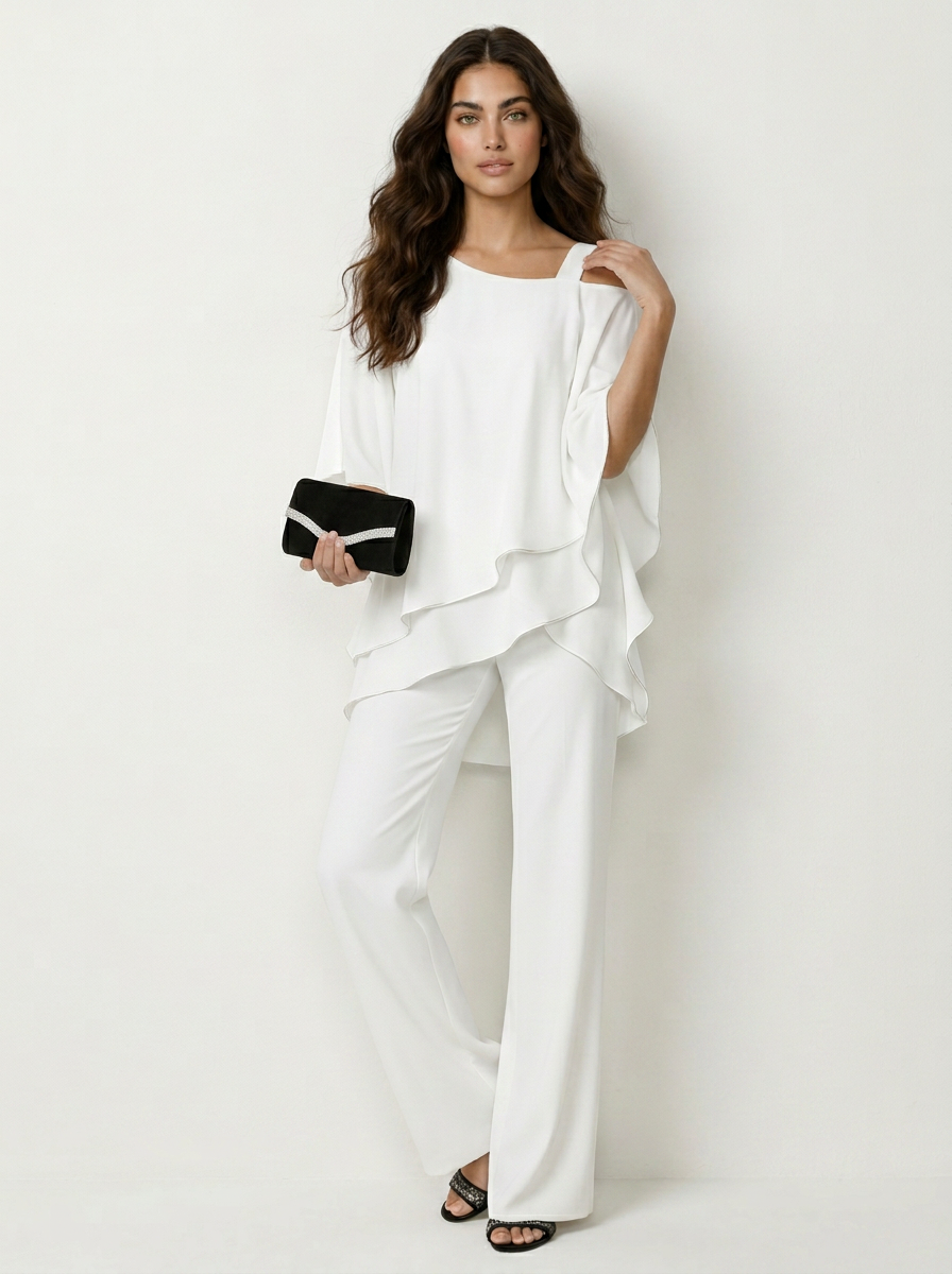 Women’s Chiffon Co-Ord Set with Wide Leg Trousers for Evening Events 3