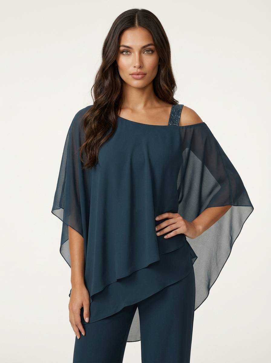 Women’s Chiffon Co-Ord Set with Wide Leg Trousers for Evening Events 4