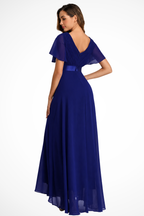 Women’s Chiffon Maxi Dress with Flutter Sleeves and V-Neck for Formal Occasions 8