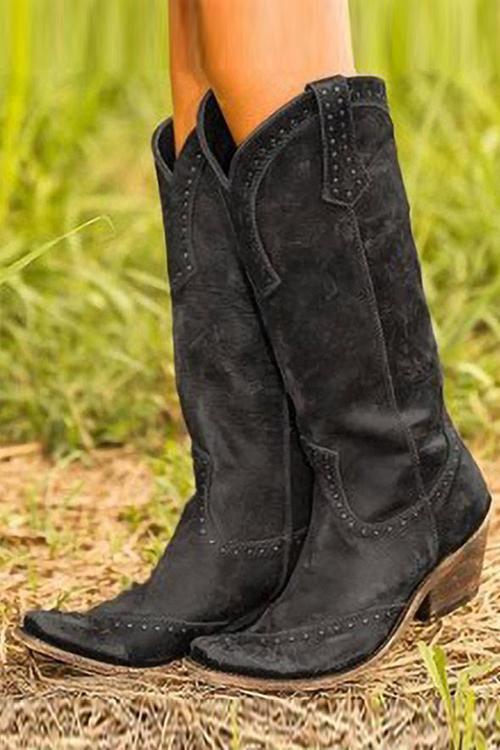 Women’s Chunky Heels Boots with Rivet Accents 2