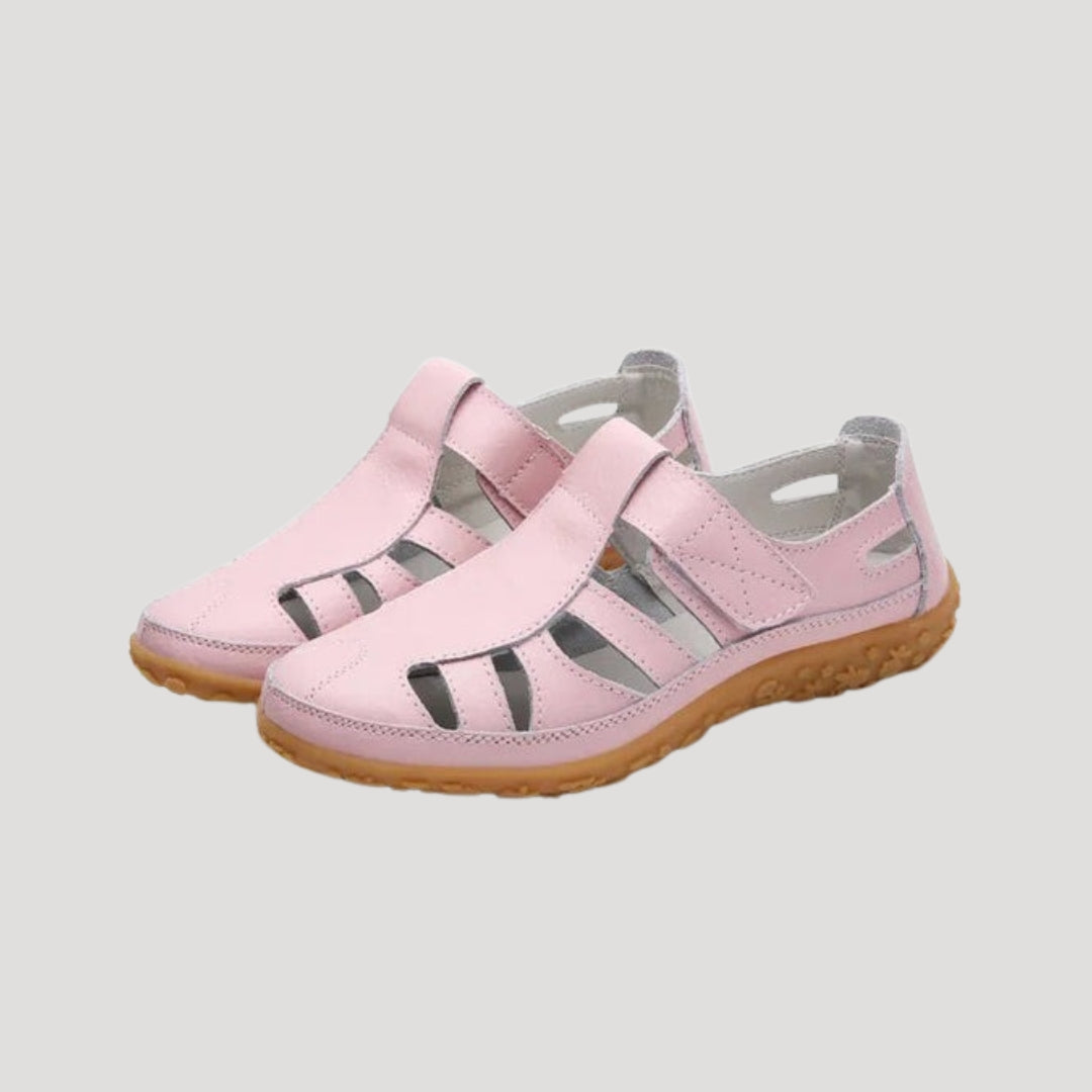 Women's Closed Toe Leather Sandals with Adjustable Strap – Breathable Summer Walking Footwear 0