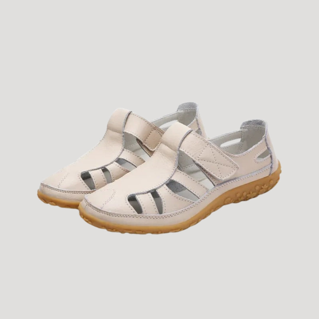 Women's Closed Toe Leather Sandals with Adjustable Strap – Breathable Summer Walking Footwear 1