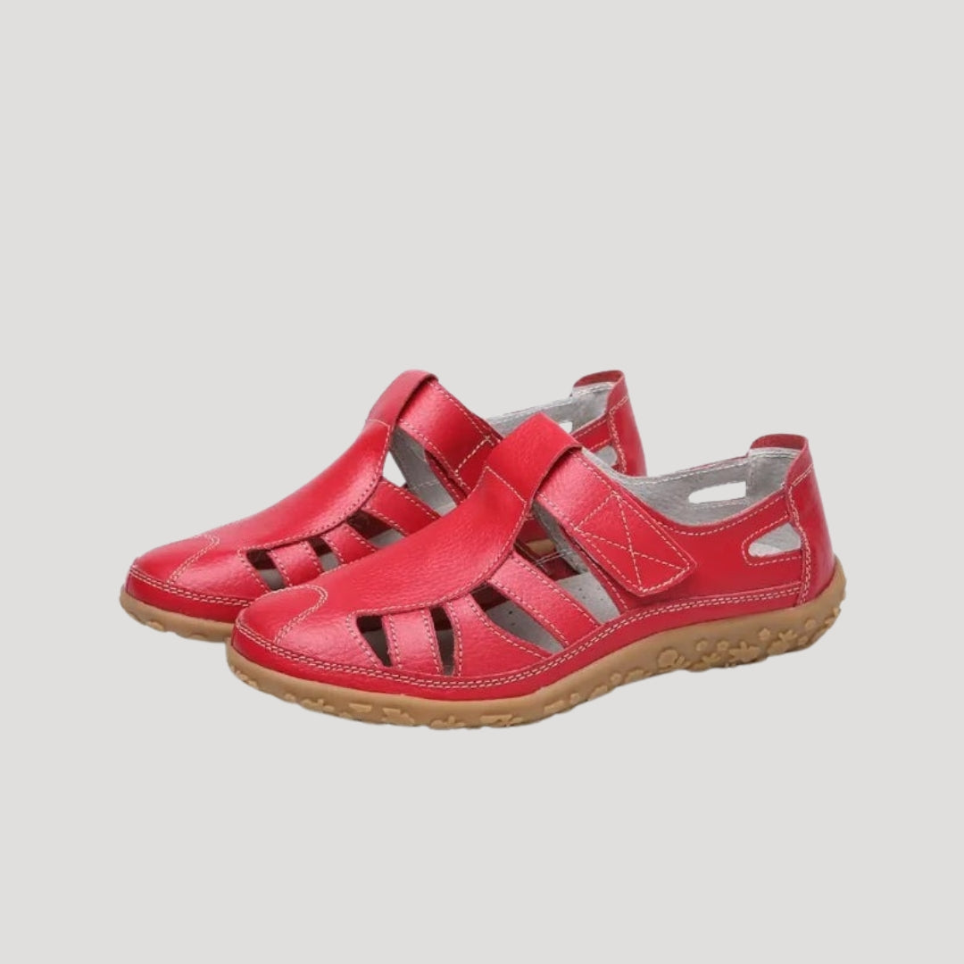 Women's Closed Toe Leather Sandals with Adjustable Strap – Breathable Summer Walking Footwear 3