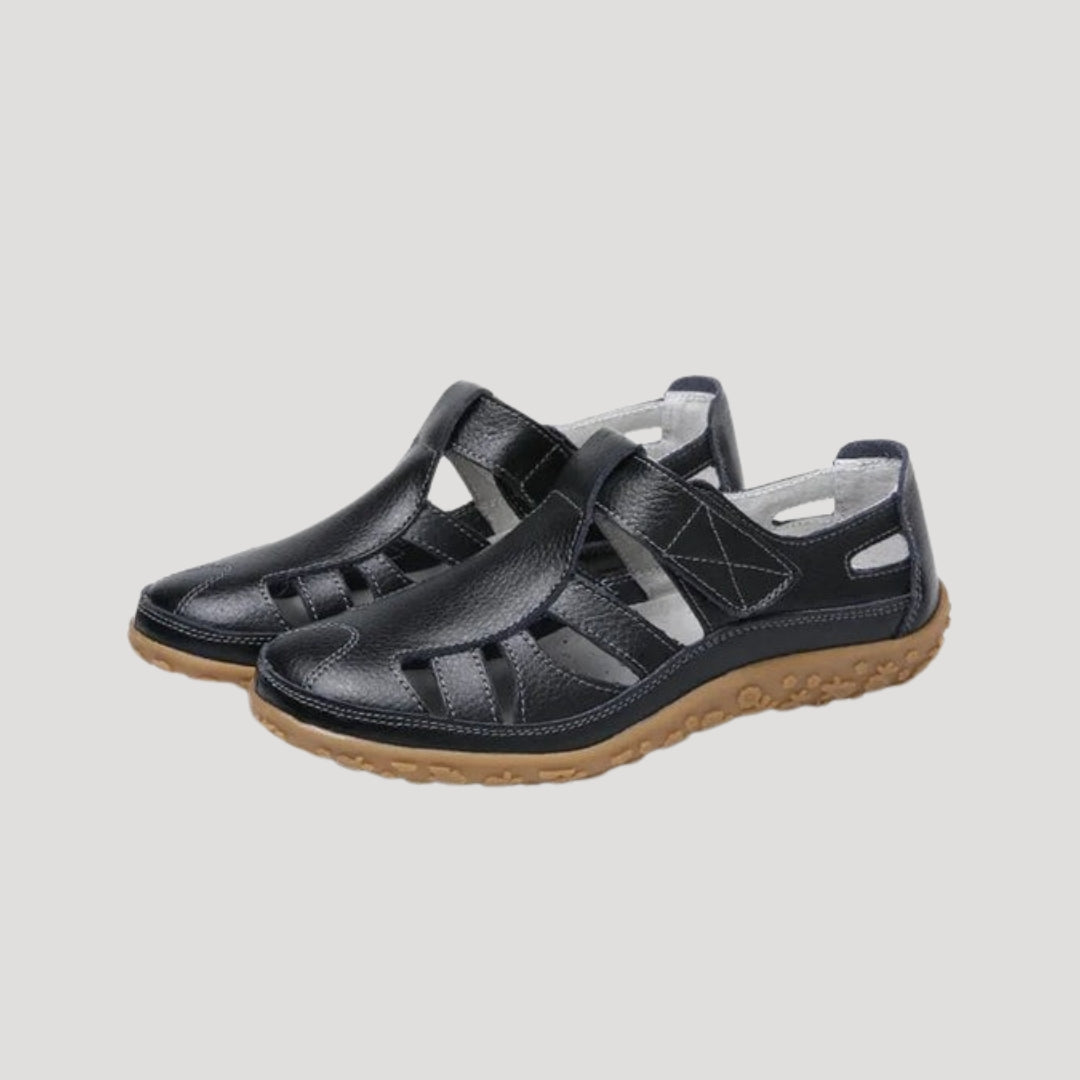 Women's Closed Toe Leather Sandals with Adjustable Strap – Breathable Summer Walking Footwear 4