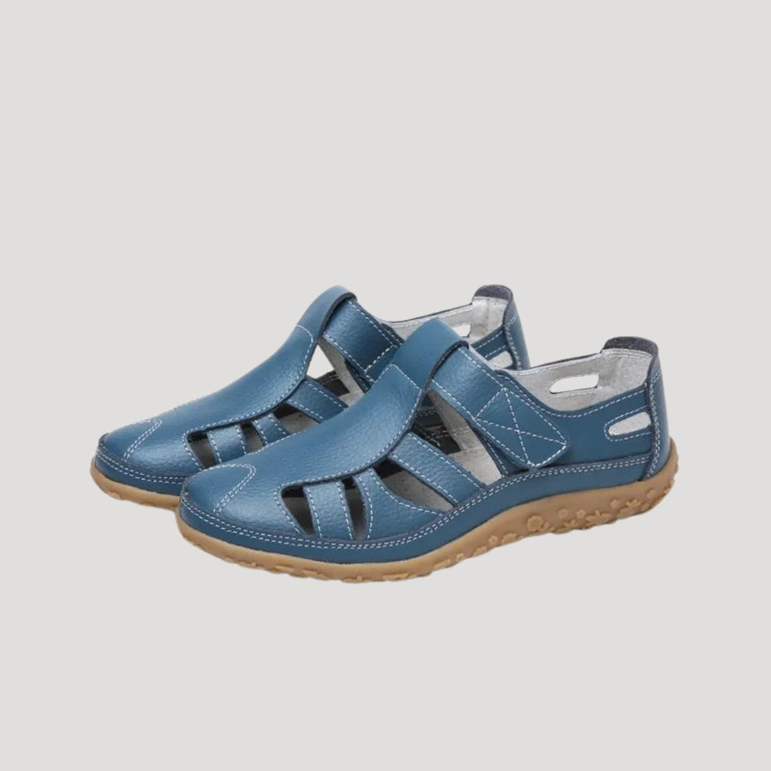 Women's Closed Toe Leather Sandals with Adjustable Strap – Breathable Summer Walking Footwear 5