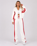 Women’s Contrast Stripe Loungewear Tracksuit Set with Zip-Up Jacket 033