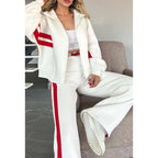 Women’s Contrast Stripe Loungewear Tracksuit Set with Zip-Up Jacket 1