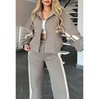 Women’s Contrast Stripe Loungewear Tracksuit Set with Zip-Up Jacket 6