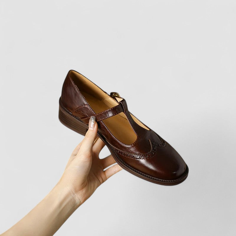 Women’s Cream Mary Jane Ballet Flats with Adjustable Strap and Gold Buckle 8