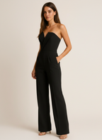 Women's Elegant Jumpsuit with V-Neck and Wide-Leg Design 00