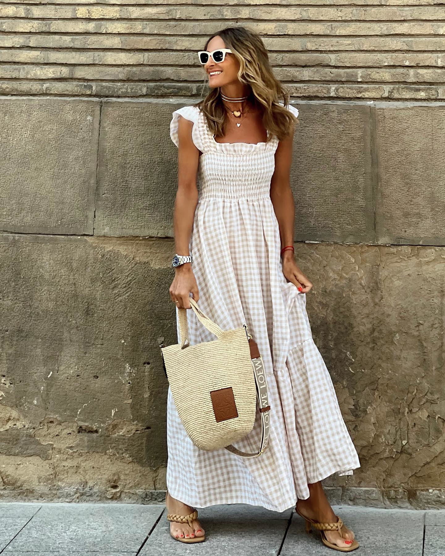 Women’s Elegant Maxi Dress with Square Neck and Ruffle Sleeves 0