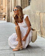 Women’s Elegant Maxi Dress with Square Neck and Ruffle Sleeves 4