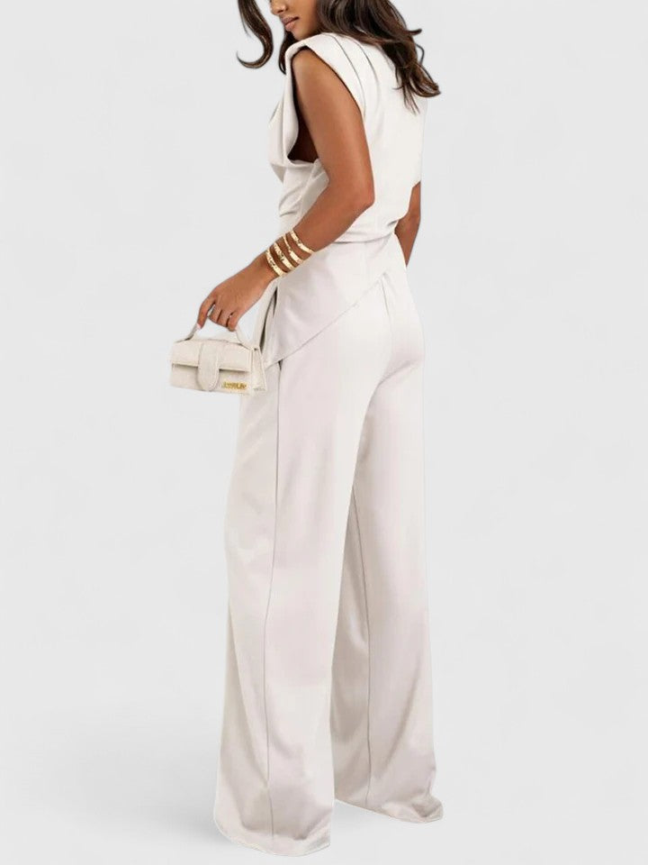 Women’s Elegant Sleeveless Top and Loose Pants Set 3