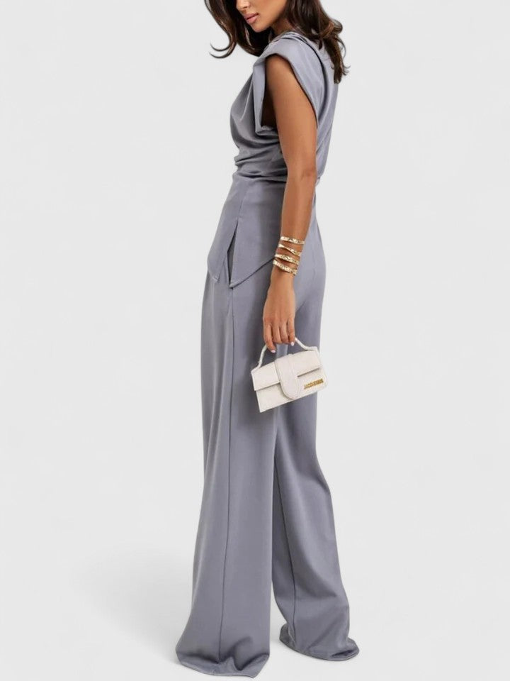 Women’s Elegant Sleeveless Top and Loose Pants Set 5