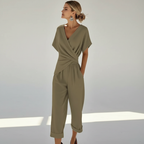 Women’s Elegant Two-Piece Set with Wrap-Front Top and Tailored Trousers 111